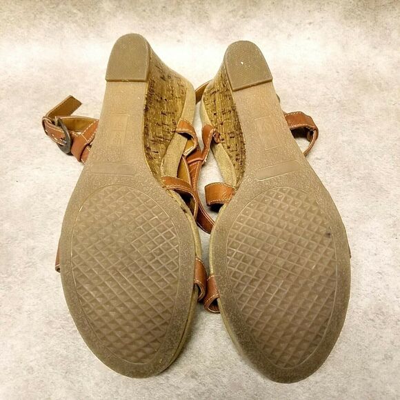 Merona Womens   Size 9 Brown  Open Toe Slingback 4" Wedge Sandals - Picture 8 of 10